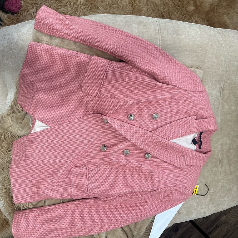 Zara Pink Blazer Structured Tailored Wool Blend